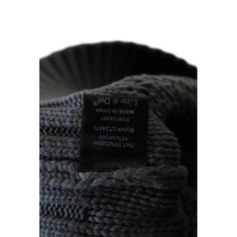 Line And Dot Womens 3/4 Sleeve Chunky Crochet Knit Fringe Sweater Gray Small